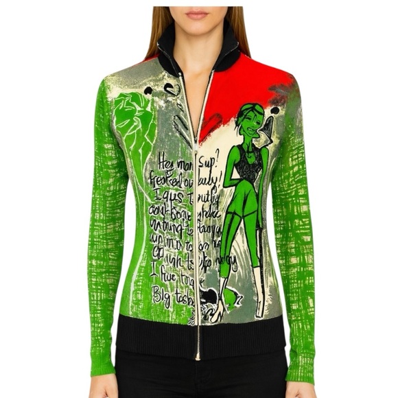 For Dolls Only Jackets & Blazers - For Dolls Only by Rags Graphic Cardigan Sweater